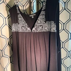 Adrianna Papell Dressy Tank Top 3XL Black with White design